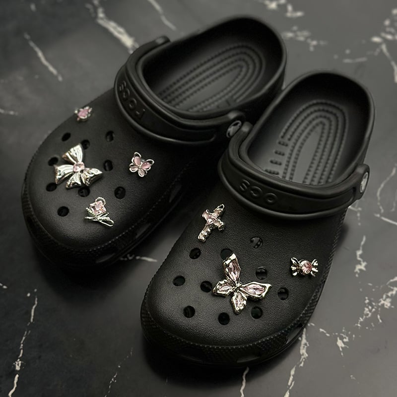 Метална декоративна катарама във формата на цвете и пеперуда за Crocs стил сандали — DIY аксесоари