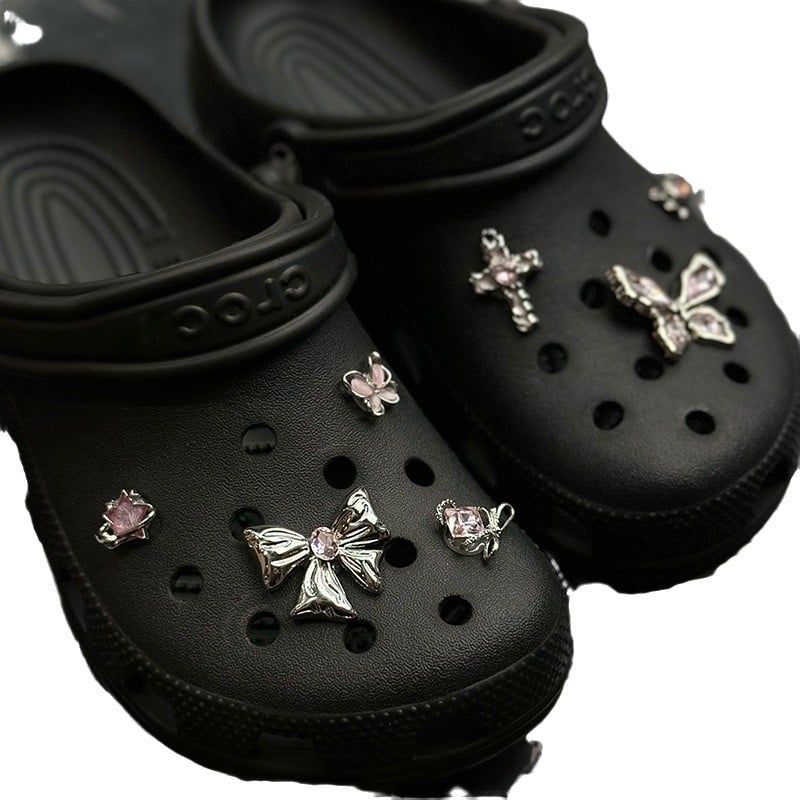 Метална декоративна катарама във формата на цвете и пеперуда за Crocs стил сандали — DIY аксесоари