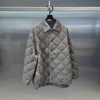 Мъжко леко пухено яке, 2025 есен-зима, панелен дизайн с яка, диамантено квилтирано, без качулка, дълъг модел