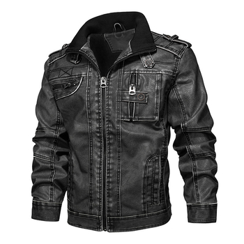 Мъжко PU кожено яке с 3D кройка, модерно и комфортно