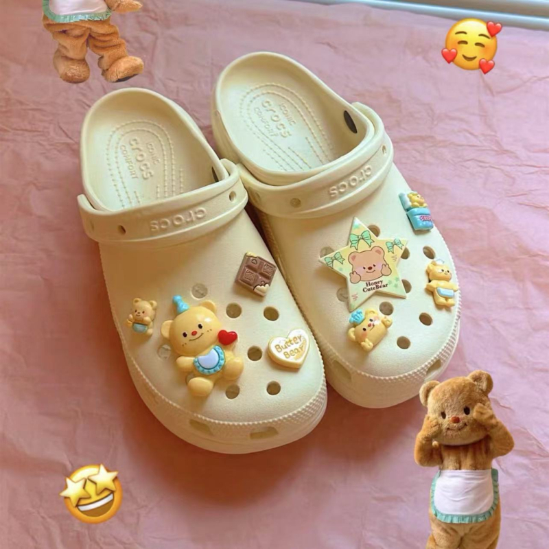 Butter Bear privjesci za obuću za sandale i papuče – dekorativna kopča u obliku križa, dodaci od smole