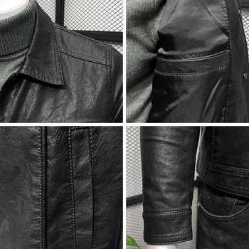 Мъжко PU кожено яке за пролет-есен 2025, тънък силует, байкерски стил, къс модел, ежедневен стил
