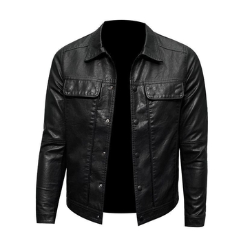 Мъжко PU кожено яке за пролет-есен 2025, тънък силует, байкерски стил, къс модел, ежедневен стил