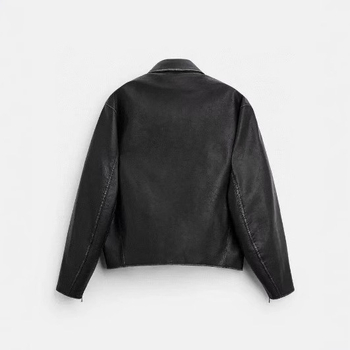 TAOP&ZA Мъжко PU кожено късо яке с цип, корейски стил, пролет 2025, модел 3715302