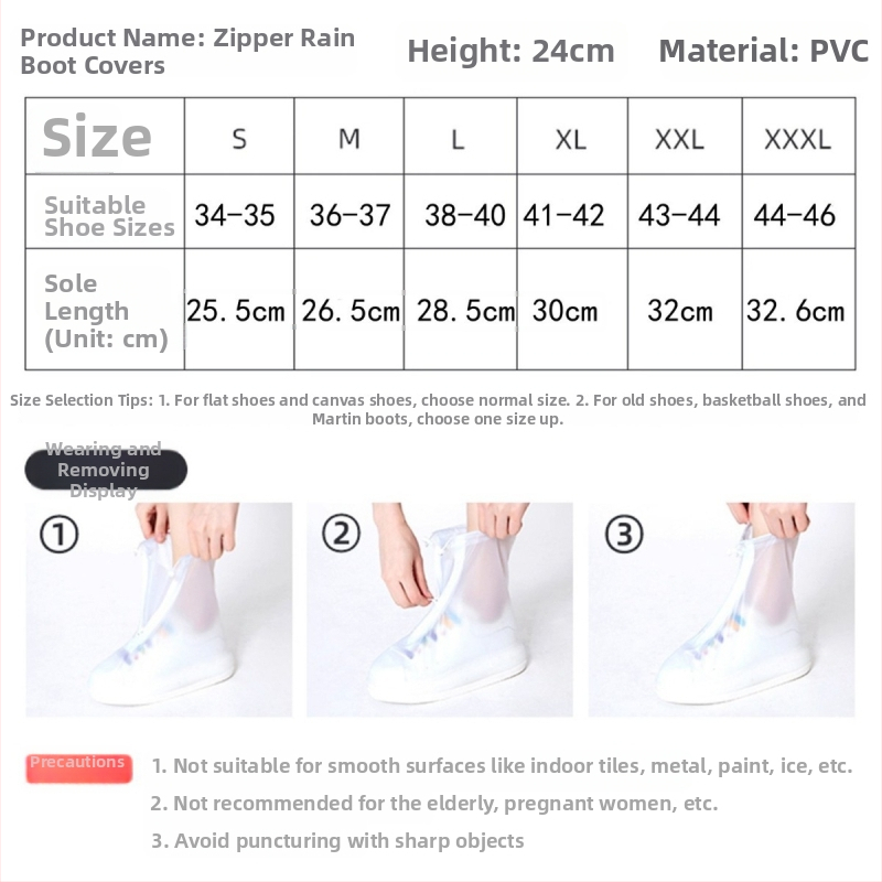 Nepremokavé návleky na topánky z PVC, protišmykové, unisex, zosilnené, odolné voči opotrebeniu, so zipsom