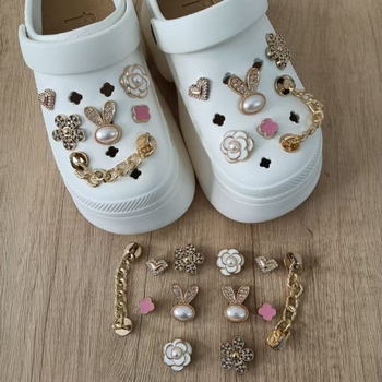 Nova DIY Chanel-inspirirana lanac s glavom zeca za cipele Crocs-stila, odvojiva ukrasna dekoracija s cvijetom i kopčom