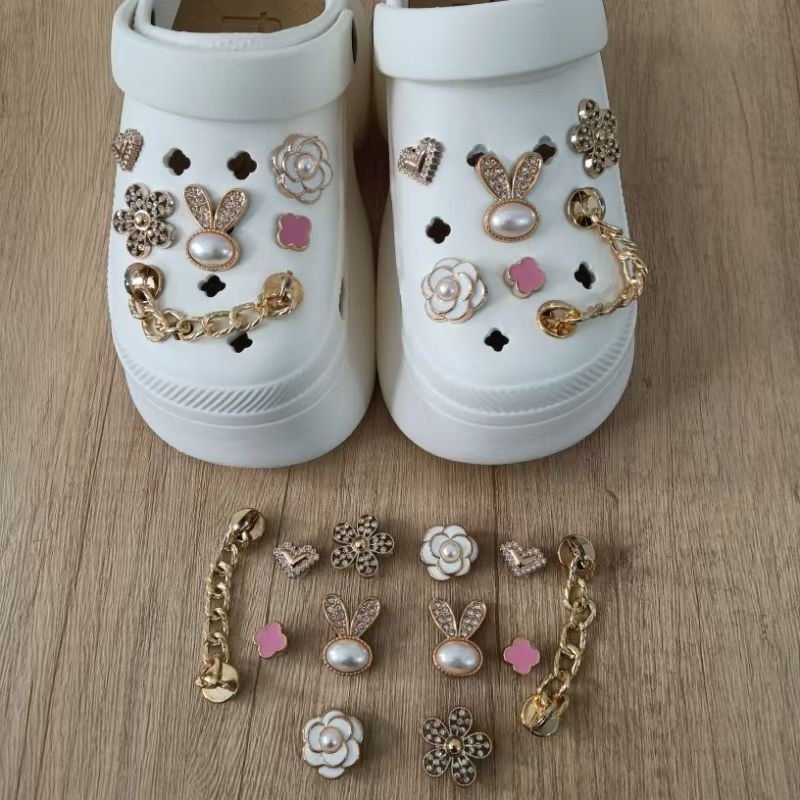 Nova DIY Chanel-inspirirana lanac s glavom zeca za cipele Crocs-stila, odvojiva ukrasna dekoracija s cvijetom i kopčom