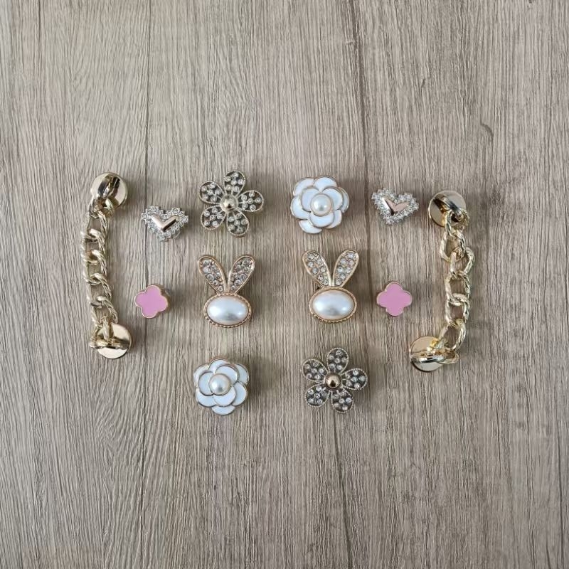 Nova DIY Chanel-inspirirana lanac s glavom zeca za cipele Crocs-stila, odvojiva ukrasna dekoracija s cvijetom i kopčom