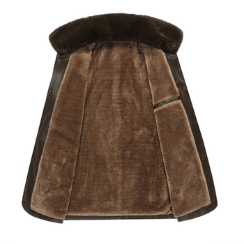 Мъжко PU кожено яке с подплата от флис и сваляна яка с пух – луксозно зимно яке