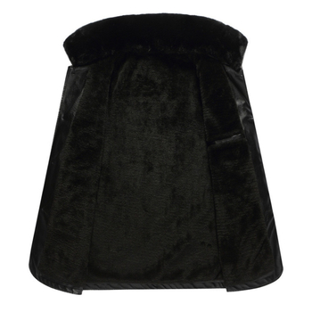 Мъжко PU кожено яке с подплата от флис и сваляна яка с пух – луксозно зимно яке