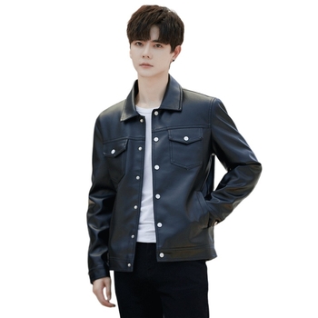 PU кожено мъжко яке, тънък силует, casual стил, корейски дизайн, есенно-зимно