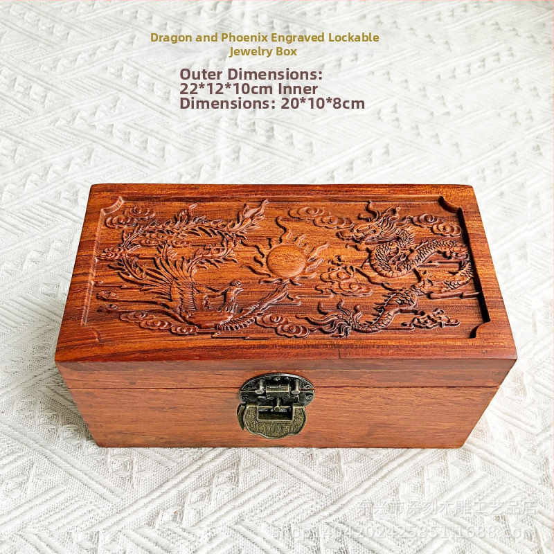 Drevená šperkovnica v čínskom klasickom štýle, ružové drevo, vintage úložný box na šperky, svadobná krabička