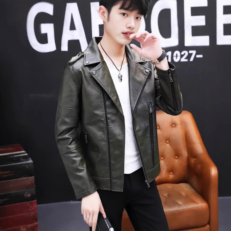 Nova muška PU kožna jakna s reverom, korejski stil, casual minimalistički za proljeće i jesen