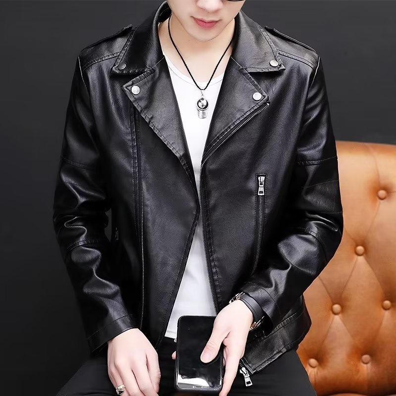 Nova muška PU kožna jakna s reverom, korejski stil, casual minimalistički za proljeće i jesen
