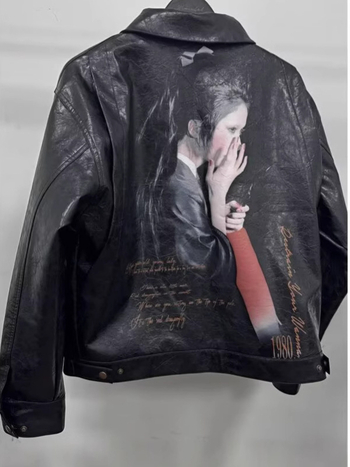 PU кожено яке с мотив стрекоза, американски стил, Harajuku вдъхновение, минималистичен дизайн