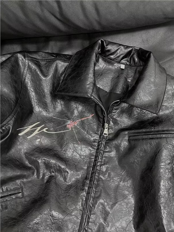 PU кожено яке с мотив стрекоза, американски стил, Harajuku вдъхновение, минималистичен дизайн