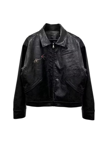 PU кожено яке с мотив стрекоза, американски стил, Harajuku вдъхновение, минималистичен дизайн