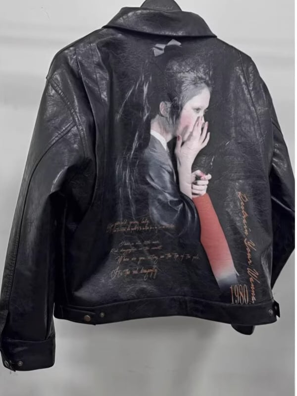 PU кожено яке с мотив стрекоза, американски стил, Harajuku вдъхновение, минималистичен дизайн