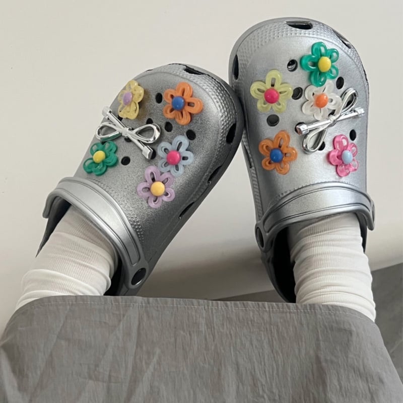 Pribor za obuću Crocs-stil sa želatinskim cvjetovima i dopamin motivom, DIY Carlochi dodaci za obuću, 2024 novost