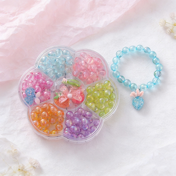 DIY set nakita za djecu: perle za izradu, prozorni privjesak od smole 8 mm, dječji narukvica, kutija za poklon