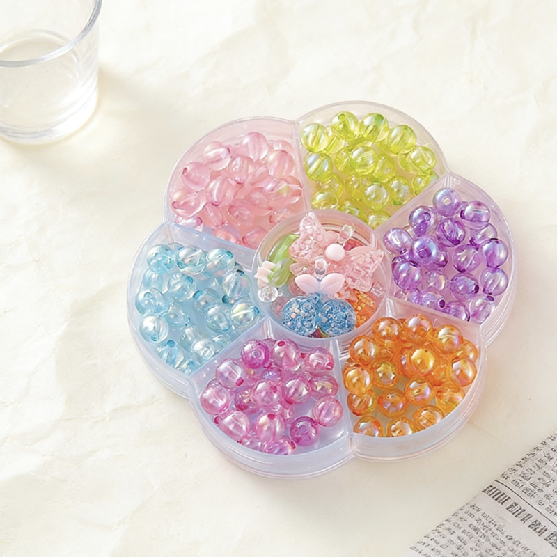 DIY set nakita za djecu: perle za izradu, prozorni privjesak od smole 8 mm, dječji narukvica, kutija za poklon