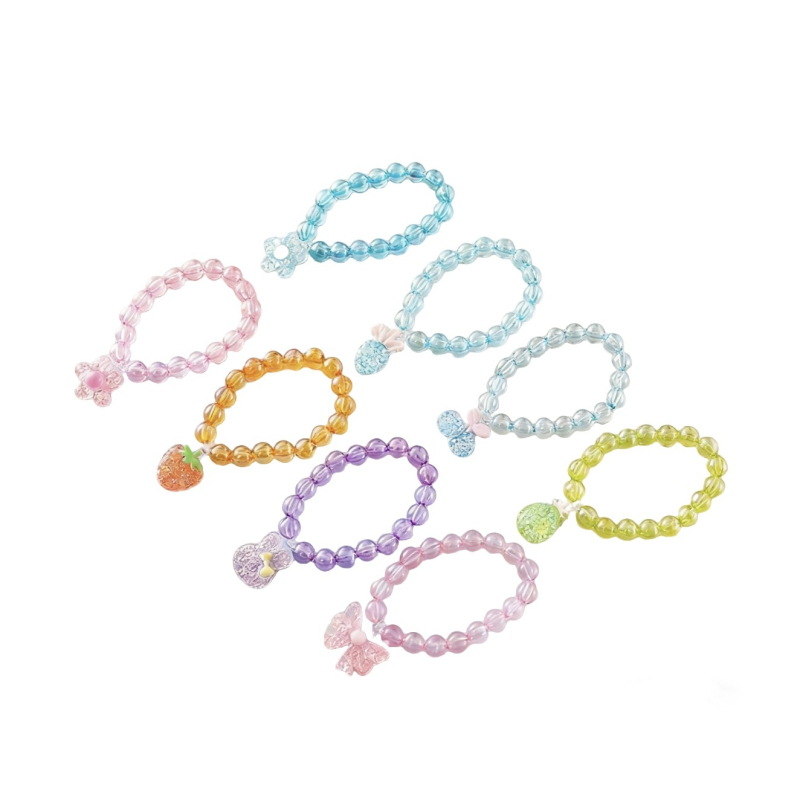 DIY set nakita za djecu: perle za izradu, prozorni privjesak od smole 8 mm, dječji narukvica, kutija za poklon