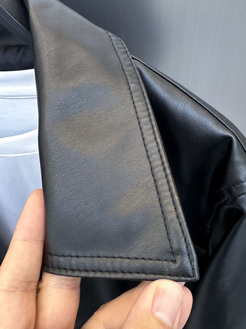 Мъжко PU кожено яке, тънък силует, яка с ревери, цип отпред, ежедневен мотоциклетен стил