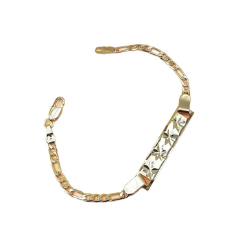 Unisex narukvica s 18K pozlaćenom Figaro lancem i kubanskim lancem, s vintage graviranom ID pločicom