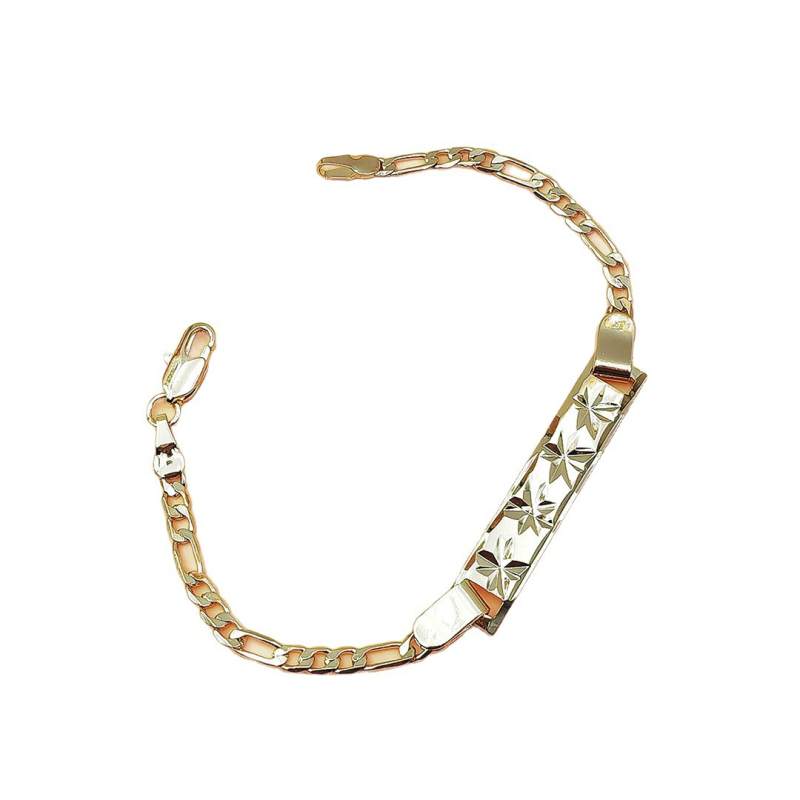 Unisex narukvica s 18K pozlaćenom Figaro lancem i kubanskim lancem, s vintage graviranom ID pločicom