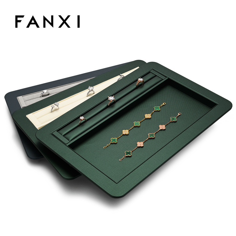 Fanxi 2021 Φθινοπωρινή παρουσίαση κοσμημάτων για δαχτυλίδια, δίσκος σε σκούρο πράσινο, ελαφριά πολυτελεία οργάνωση
