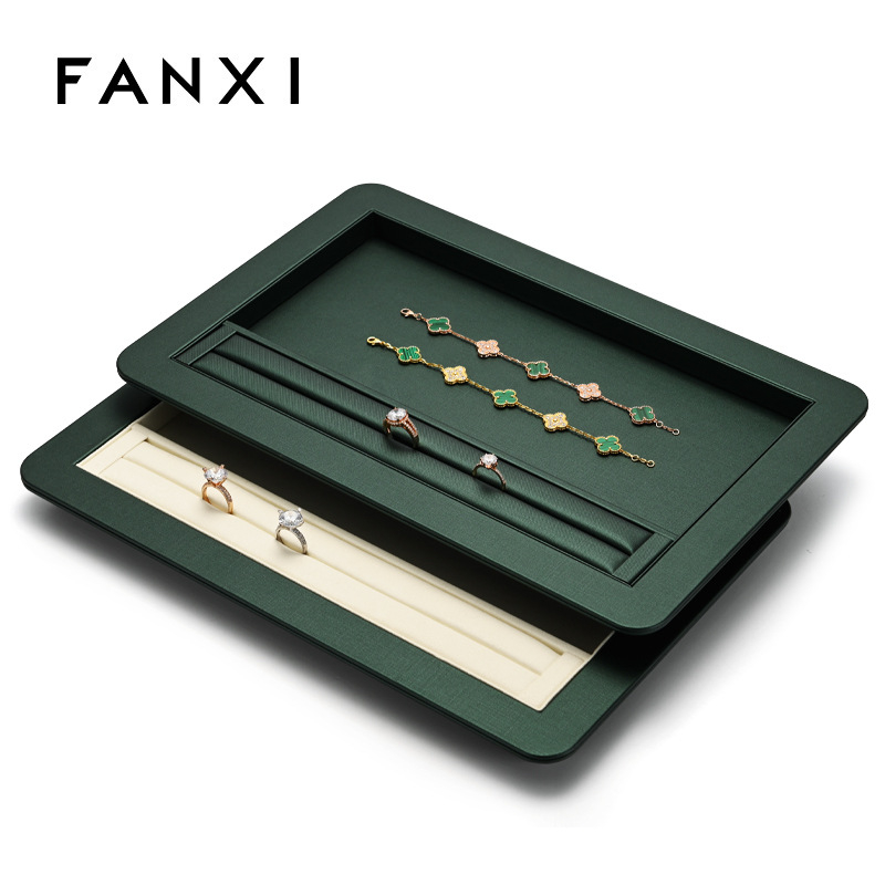 Fanxi 2021 Φθινοπωρινή παρουσίαση κοσμημάτων για δαχτυλίδια, δίσκος σε σκούρο πράσινο, ελαφριά πολυτελεία οργάνωση