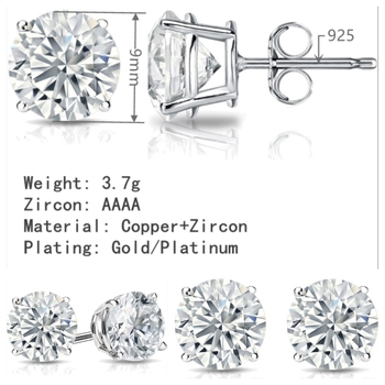 XINGQI Moissanite naušnice s četiri kandže - geometrijski dizajn od bakra s ugrađenim cirkonima - unisex nakit