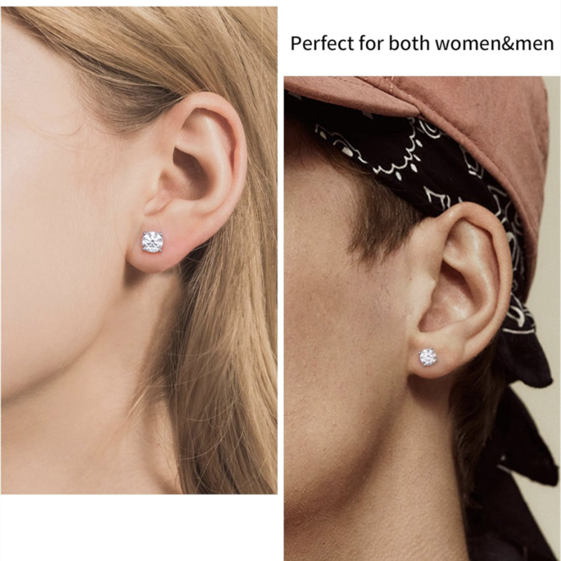 XINGQI Moissanite naušnice s četiri kandže - geometrijski dizajn od bakra s ugrađenim cirkonima - unisex nakit