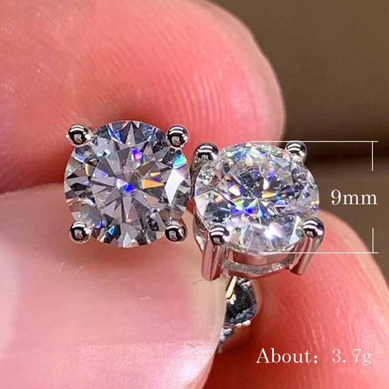 XINGQI Moissanite naušnice s četiri kandže - geometrijski dizajn od bakra s ugrađenim cirkonima - unisex nakit