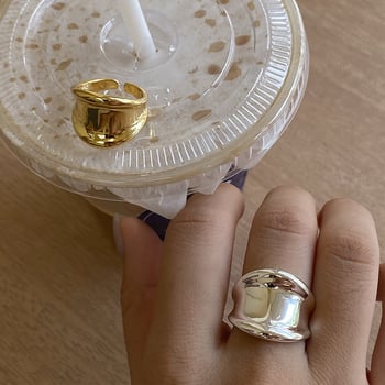 Korejski nišni dizajn: glatki široki prsten, unisex, konkavan otvor s motivom srca