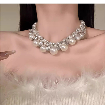 Galaxy Zircon Moon Vintage palat stil biserna ogrlica za vjenčanicu, choker za ključnu kost