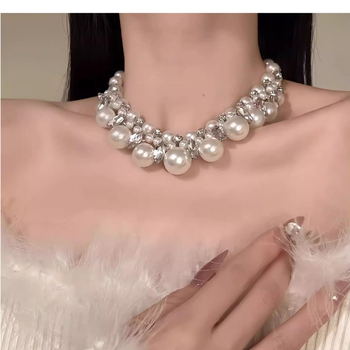 Galaxy Zircon Moon Vintage palat stil biserna ogrlica za vjenčanicu, choker za ključnu kost
