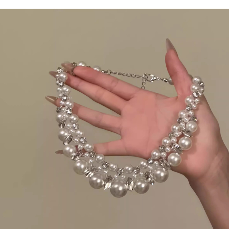 Galaxy Zircon Moon Vintage palat stil biserna ogrlica za vjenčanicu, choker za ključnu kost