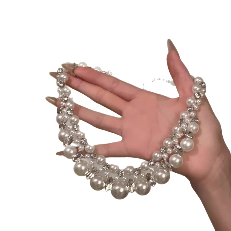 Galaxy Zircon Moon Vintage palat stil biserna ogrlica za vjenčanicu, choker za ključnu kost