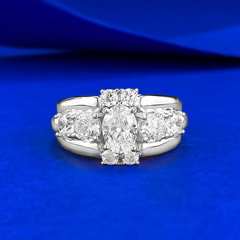 Prsten od 925 srebra s ovalnim bijelim dijamantom 5×7 mm (1 karat), za žene