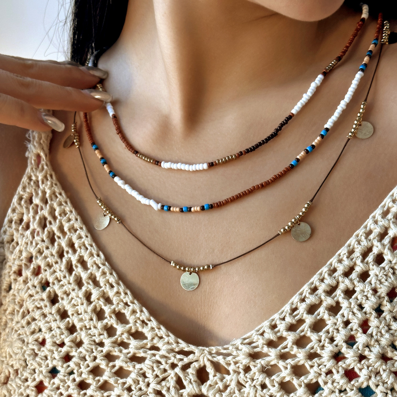 Set od 3 ogrlice s perlama u boho stilu, ženski modni nakit