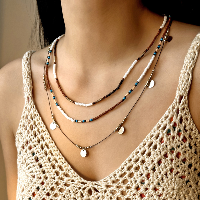 Set od 3 ogrlice s perlama u boho stilu, ženski modni nakit