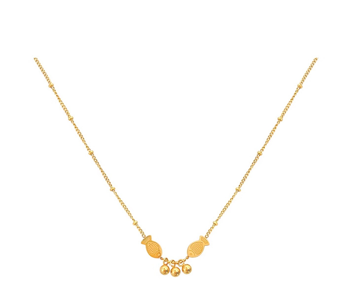 Ogrlica od titan čelika sa znakom Riba i zvončićem, podesiva dužina 21–40 cm, minimalistički elegantan dizajn