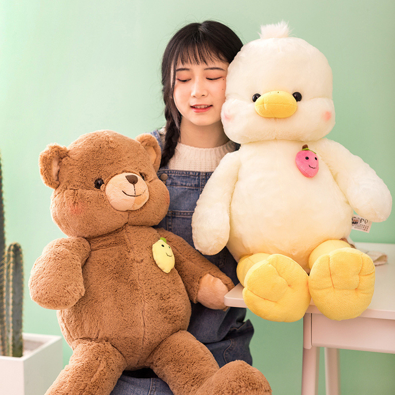 Plišani set u šumskom stilu: veliki panda teddy medo, slatka patka pliš, lutka za hvatanje u stroju, jastuk za krevet