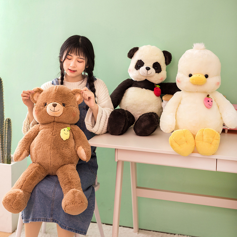 Plišani set u šumskom stilu: veliki panda teddy medo, slatka patka pliš, lutka za hvatanje u stroju, jastuk za krevet