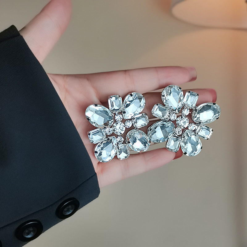 Set ogrlice i naušnica sa štrasom, veliki kristalni cvijet, elegantni nakit