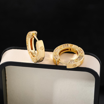 Naušnice od bakra s dijamantnom ukrasom, 14K pozlata, korejskog dizajna geometrijski, unisex, elegantan minimalistički nakit