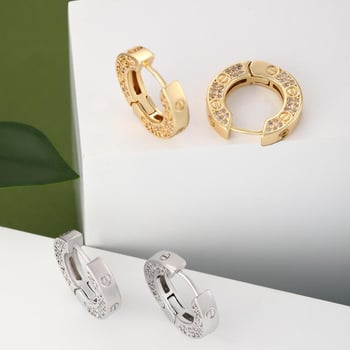 Naušnice od bakra s dijamantnom ukrasom, 14K pozlata, korejskog dizajna geometrijski, unisex, elegantan minimalistički nakit