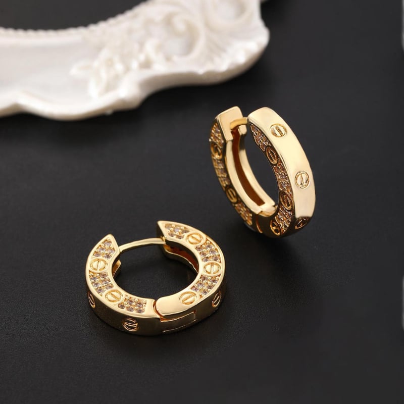 Naušnice od bakra s dijamantnom ukrasom, 14K pozlata, korejskog dizajna geometrijski, unisex, elegantan minimalistički nakit