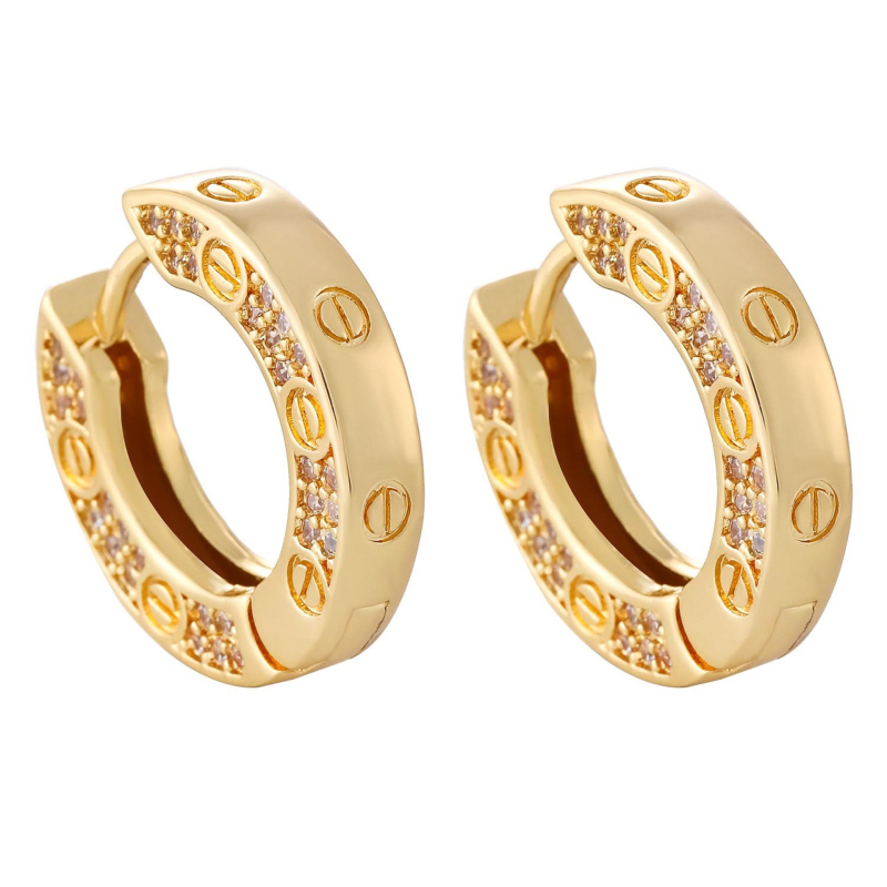 Naušnice od bakra s dijamantnom ukrasom, 14K pozlata, korejskog dizajna geometrijski, unisex, elegantan minimalistički nakit